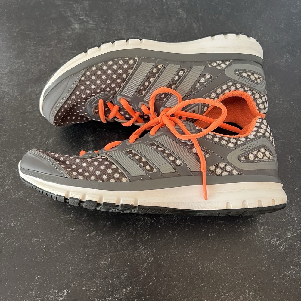 Adidas Size 8 Duramo 6 Adiprene Running Shoes Sneakers Gray Orange - very clean - Picture 7 of 16